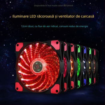 FAN de răcire pentru carcasă cu iluminare LED, rulment hidraulic, 1200 RPM, zgomot 22 dBA, durată de viață 30.000 h