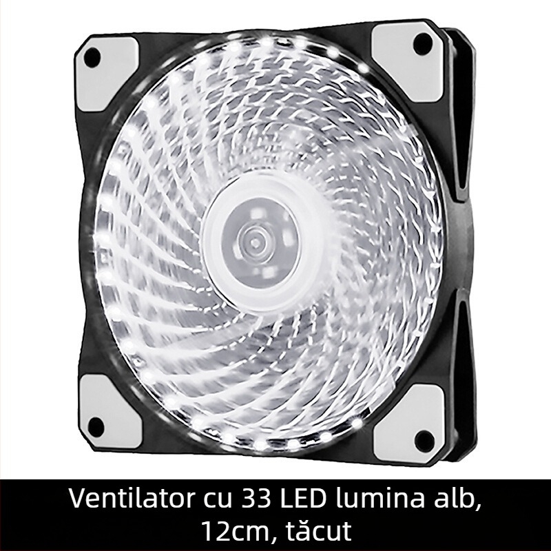 FAN de răcire pentru carcasă cu iluminare LED, rulment hidraulic, 1200 RPM, zgomot 22 dBA, durată de viață 30.000 h
