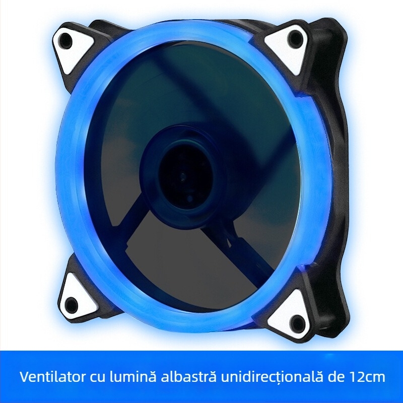 FAN de răcire pentru carcasă cu iluminare LED, rulment hidraulic, 1200 RPM, zgomot 22 dBA, durată de viață 30.000 h