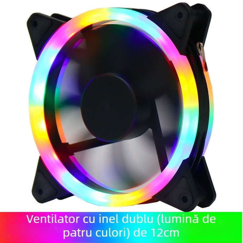 FAN de răcire pentru carcasă cu iluminare LED, rulment hidraulic, 1200 RPM, zgomot 22 dBA, durată de viață 30.000 h