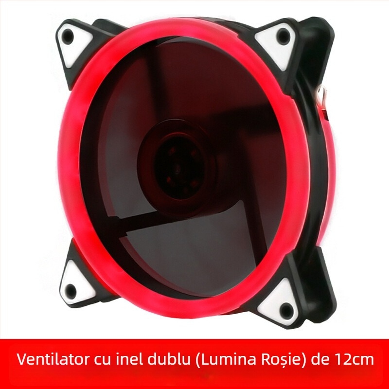FAN de răcire pentru carcasă cu iluminare LED, rulment hidraulic, 1200 RPM, zgomot 22 dBA, durată de viață 30.000 h