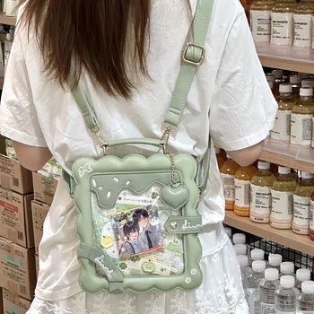 Geantă crossbody din piele PU, formă pătrată orizontală, fermoar, buzunar pentru telefon.