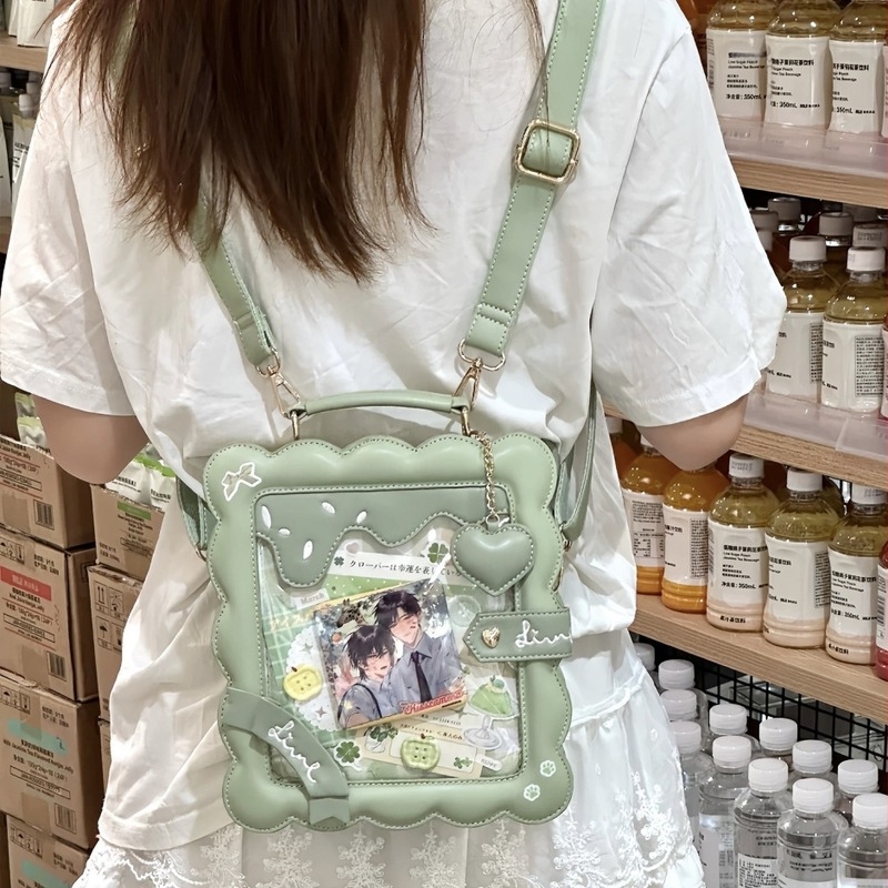 Geantă crossbody din piele PU, formă pătrată orizontală, fermoar, buzunar pentru telefon.