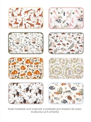 Pernă de bebe din țesătură de tifon bambus-pamuc, cu opt straturi, stil desen animat, pentru sugari și copii mici.