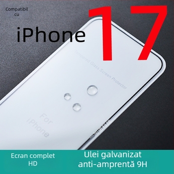 Protecție pentru ecran din sticlă securizată pentru iPhone 17 și Pro, acoperire completă, claritate înaltă, anti-amprente