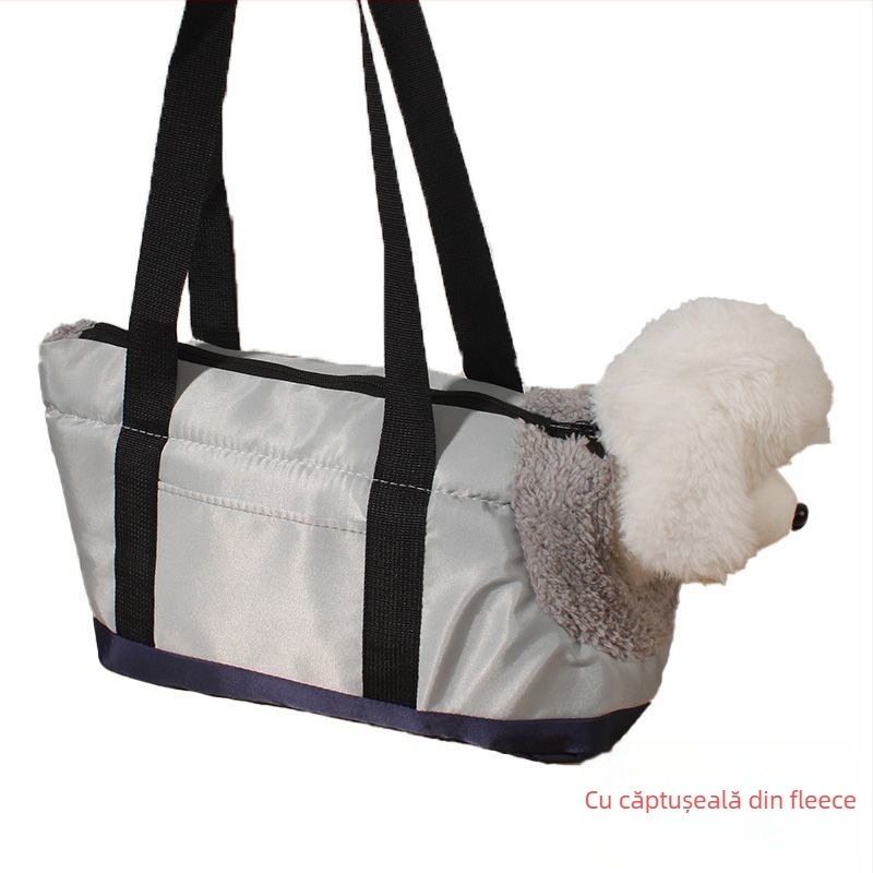 Geantă pentru animale de companie cu curea, pentru câini și pisici, căptușeală pufoasă de iarnă din material textil