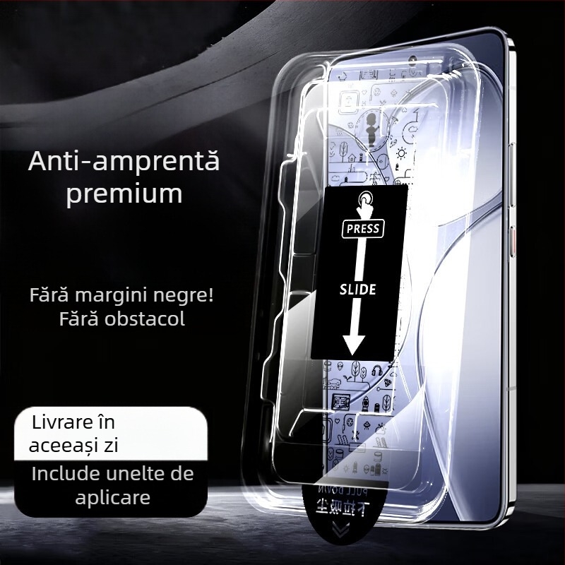 Protecție ecran din sticlă securizată pentru iPhone 13 Pro, 14 Pro, 14 Pro Max – HD, Anti-Spy, Anti-Drop, Anti-Burst, Instalare Ușoară