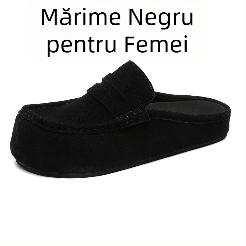 Pantofi platformă pentru bărbați, talpă groasă pentru creșterea înălțimii, partea superioară din velur, talpă din cauciuc, închidere slip-on, stil casual, model 92286
