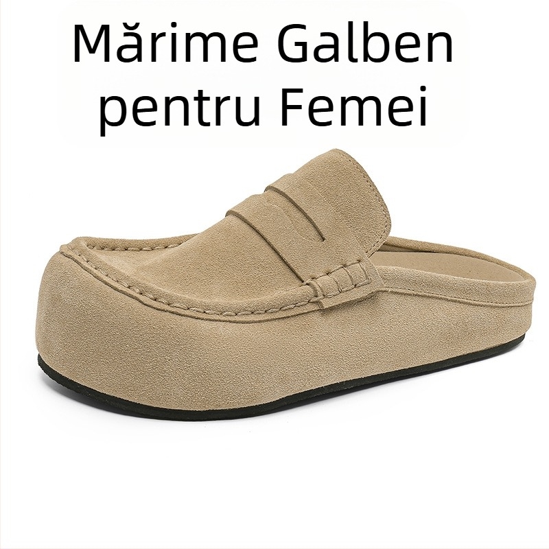 Pantofi platformă pentru bărbați, talpă groasă pentru creșterea înălțimii, partea superioară din velur, talpă din cauciuc, închidere slip-on, stil casual, model 92286