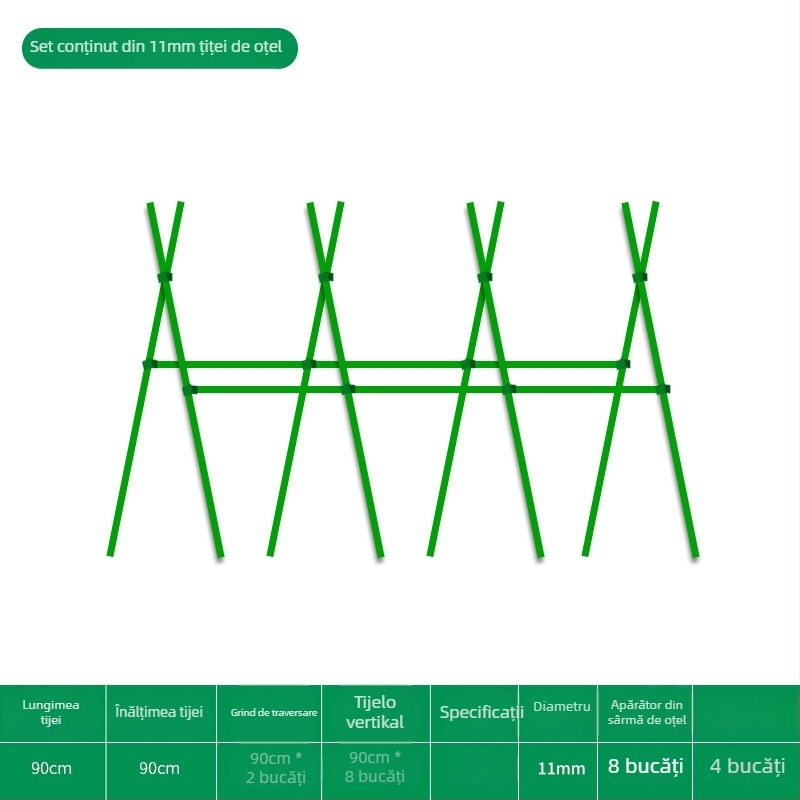 Treliță pentru fasole pentru balcon și grădină, cadru de susținere pentru plante cățărătoare, conductă din oțel acoperit cu plastic, pentru exterior