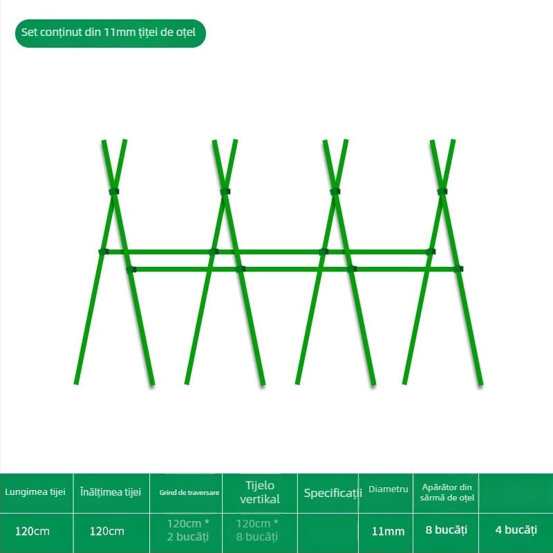 Treliță pentru fasole pentru balcon și grădină, cadru de susținere pentru plante cățărătoare, conductă din oțel acoperit cu plastic, pentru exterior