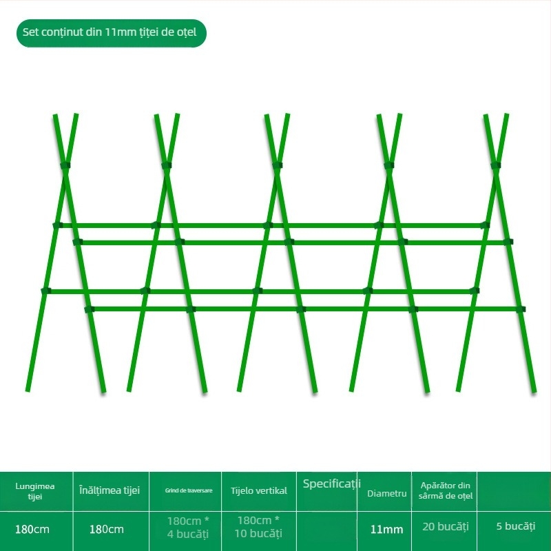 Treliță pentru fasole pentru balcon și grădină, cadru de susținere pentru plante cățărătoare, conductă din oțel acoperit cu plastic, pentru exterior