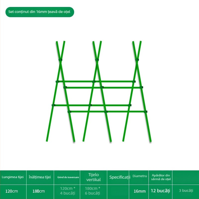 Treliță pentru fasole pentru balcon și grădină, cadru de susținere pentru plante cățărătoare, conductă din oțel acoperit cu plastic, pentru exterior