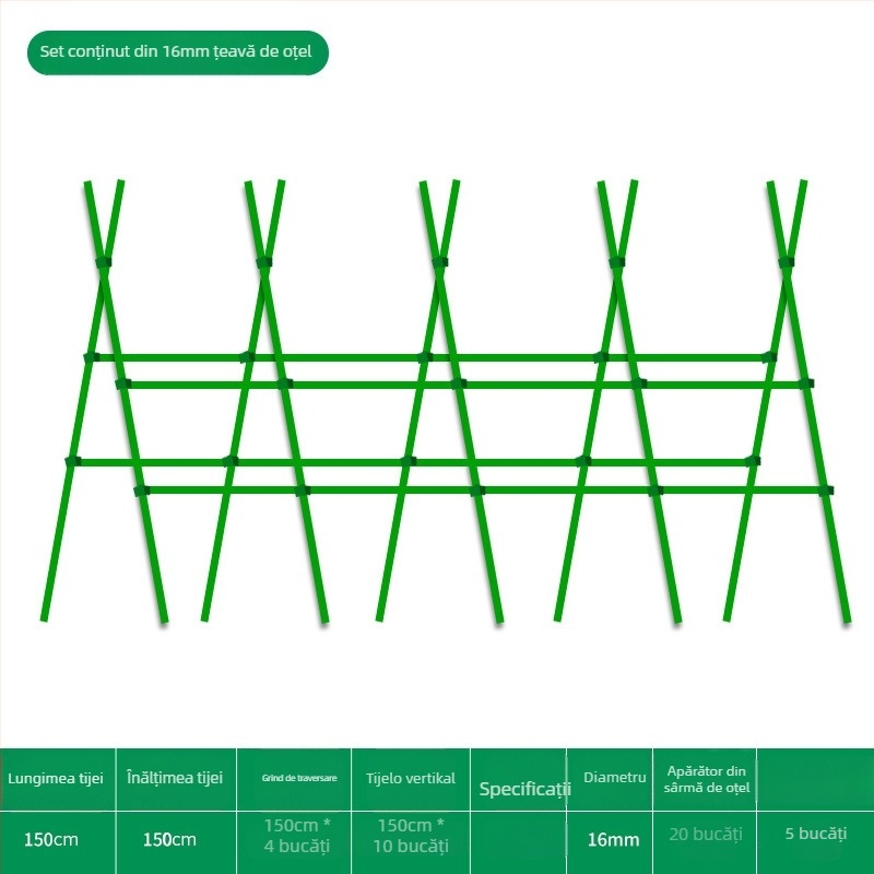 Treliță pentru fasole pentru balcon și grădină, cadru de susținere pentru plante cățărătoare, conductă din oțel acoperit cu plastic, pentru exterior