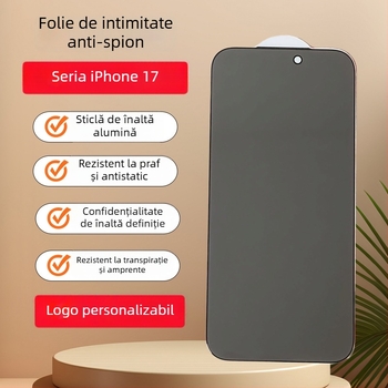 Protecție a ecranului cu confidențialitate 360° pentru iPhone 17 Pro și iPhone 16 Pro Max, sticlă securizată