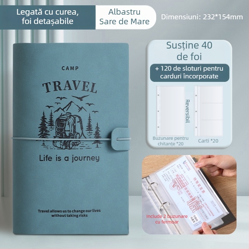 Suport pentru chitanțe de depozitare 1 - PU piele, organizator multifunctional pentru chitanțe de depozitare, clemă 232×154 mm, dimensiune hârtie 208×103 mm, personalizare disponibilă