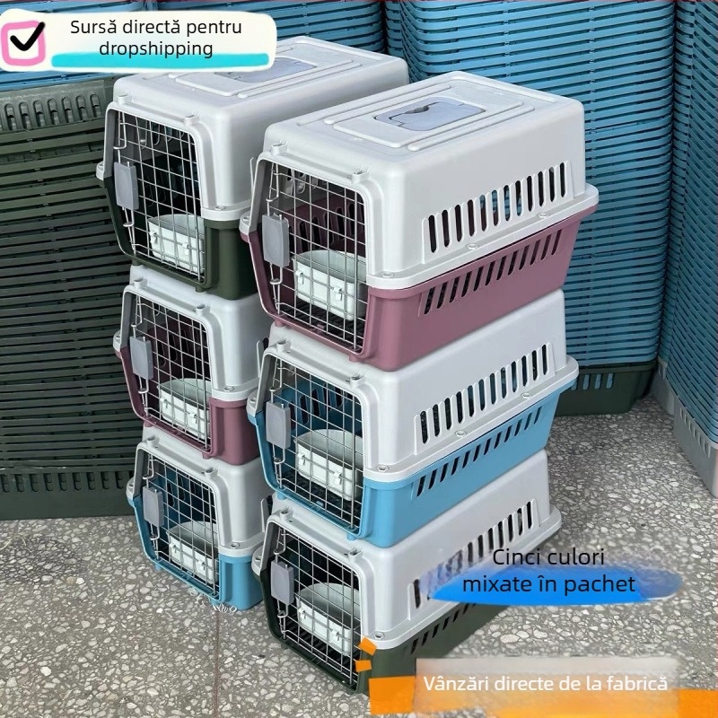 Cutie transport animale PP pentru pisici, câini și iepuri — transport portabil pentru animale, capacitate 1, greutate acceptată 5–7 kg, duritate medie