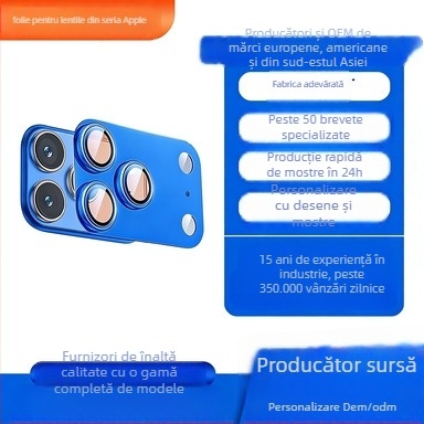 Film pentru obiectiv Mingjia pentru iPhone 17 Pro Max — aliaj de titan + sticlă temperată, finisaj mat, claritate HD, rezistent la amprente, rezistent la căderi