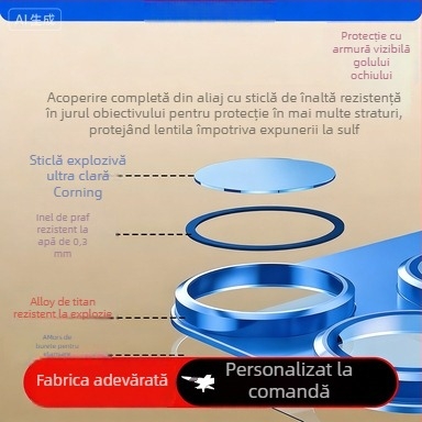 Film pentru obiectiv Mingjia pentru iPhone 17 Pro Max — aliaj de titan + sticlă temperată, finisaj mat, claritate HD, rezistent la amprente, rezistent la căderi