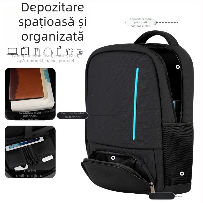Rucsac de afaceri unisex pentru laptop, piele PU, impermeabil, extensibil, 20–35 L, compatibil cu laptop de 16 inch