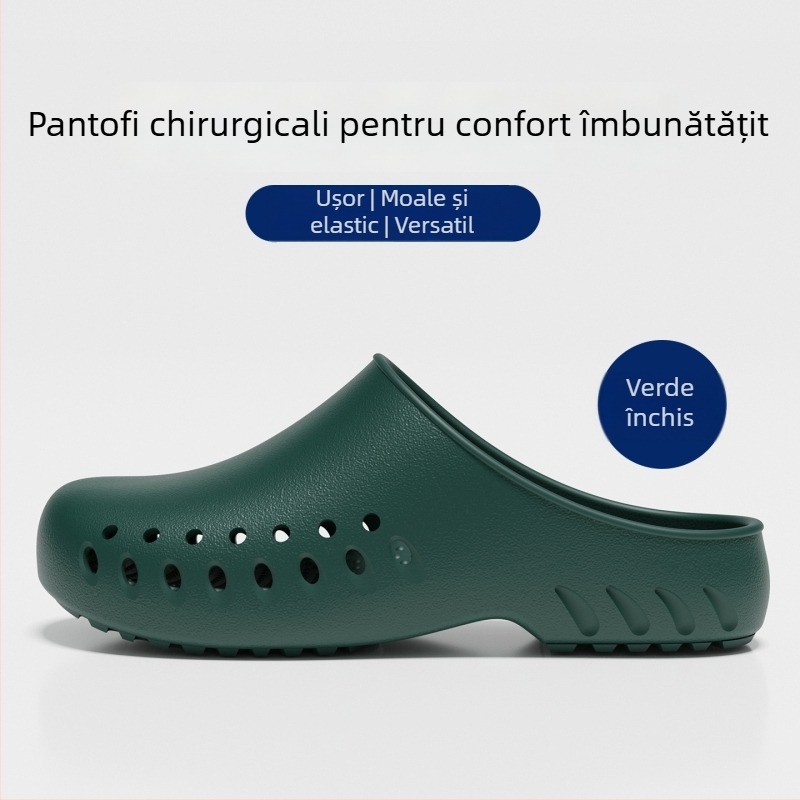 Papuci de sală de operații, partea superioară și talpa din EVA, încălțăminte medicală antiderapantă, vârful închis, închidere tip Kick