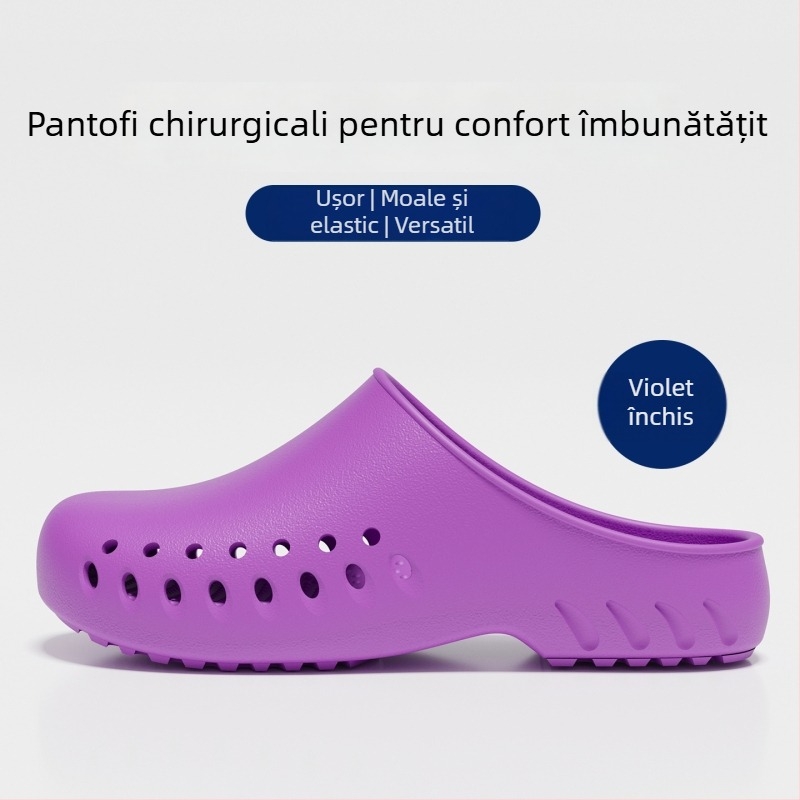 Papuci de sală de operații, partea superioară și talpa din EVA, încălțăminte medicală antiderapantă, vârful închis, închidere tip Kick