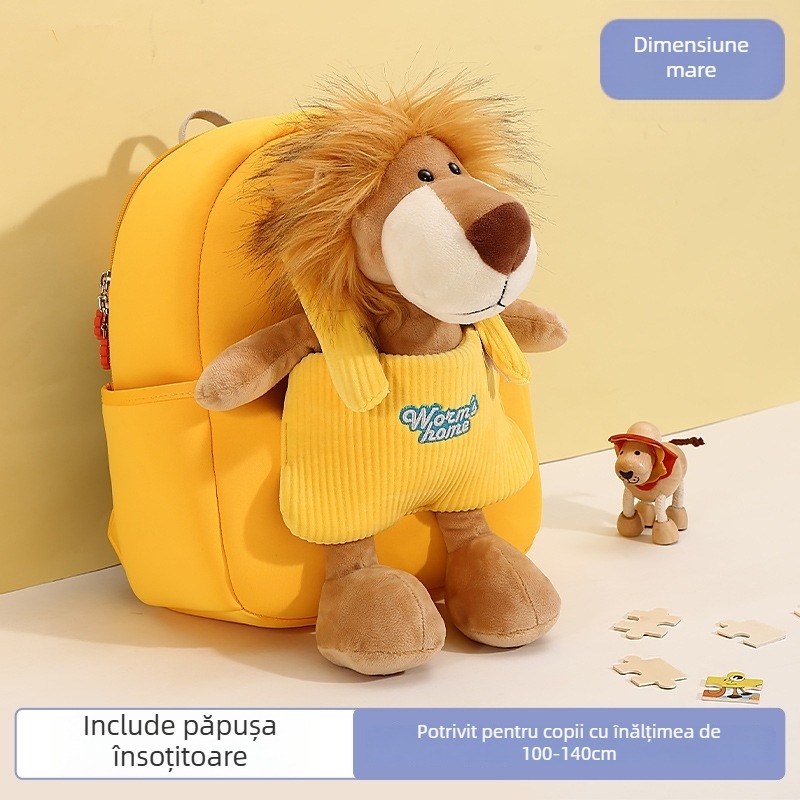 AIGEFMM Rucsac școlar unisex pentru copii, din Oxford, respirabil și ultraușor, model cu animale, bretele curbate, căptușeală din poliester