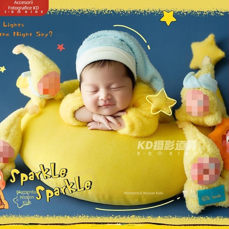 Set accesorii pentru fotografie de nou-născuți | 95% bumbac, model desen animat, mâneci lungi, glugă detașabilă, set din mai multe piese