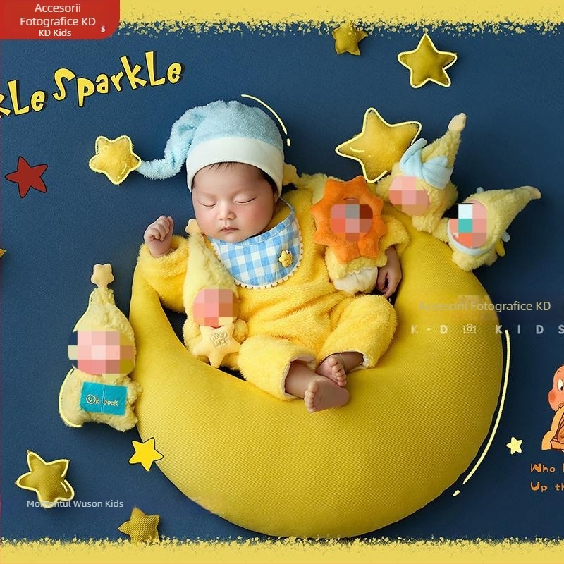 Set accesorii pentru fotografie de nou-născuți | 95% bumbac, model desen animat, mâneci lungi, glugă detașabilă, set din mai multe piese