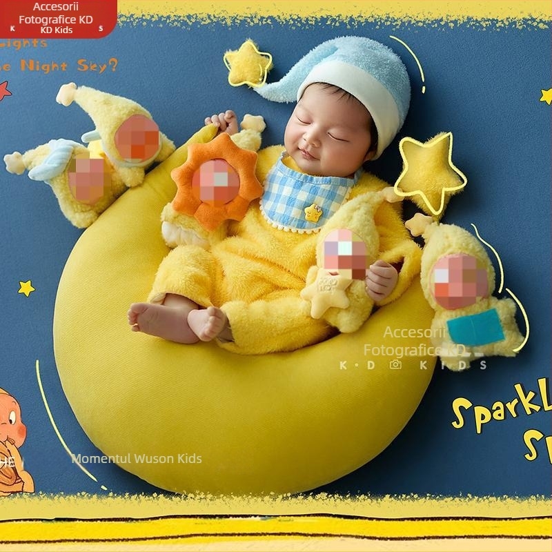 Set accesorii pentru fotografie de nou-născuți | 95% bumbac, model desen animat, mâneci lungi, glugă detașabilă, set din mai multe piese