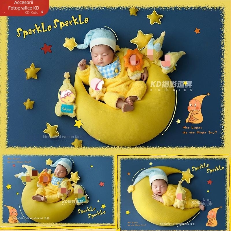 Set accesorii pentru fotografie de nou-născuți | 95% bumbac, model desen animat, mâneci lungi, glugă detașabilă, set din mai multe piese