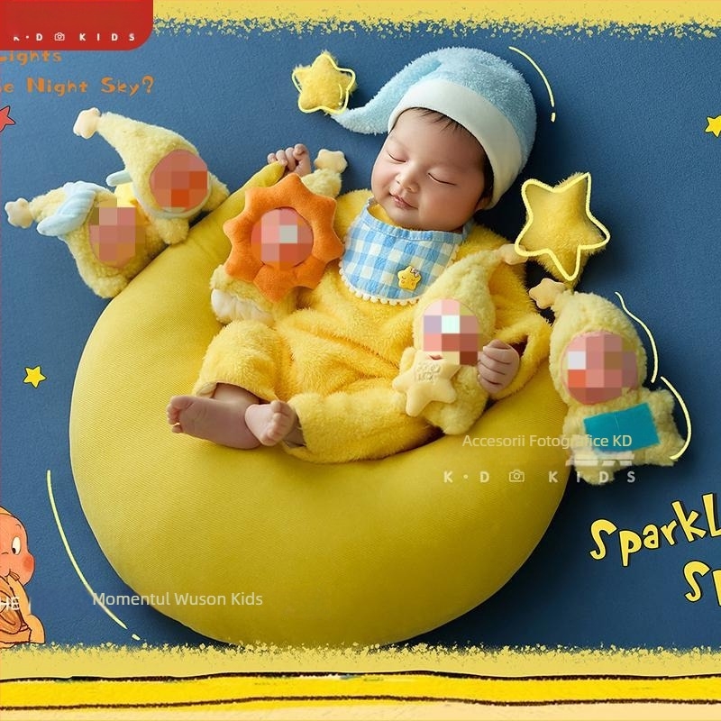 Set accesorii pentru fotografie de nou-născuți | 95% bumbac, model desen animat, mâneci lungi, glugă detașabilă, set din mai multe piese