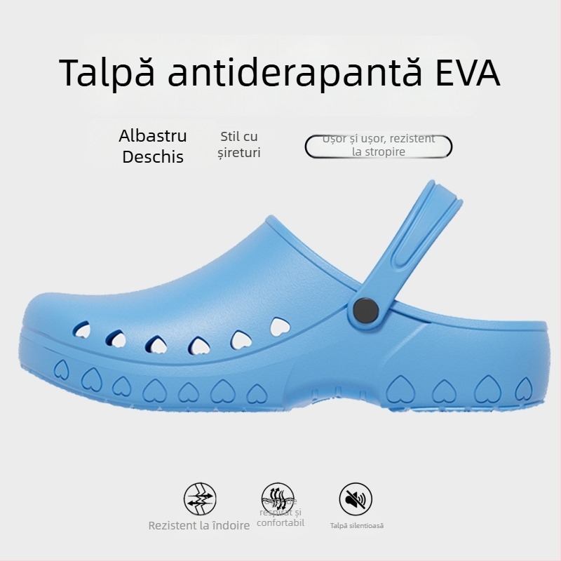 Papuci de sală de operații pentru bărbați – anti-alunecare, vârf închis, antistatice, EVA partea superioară și talpă EVA, talpă turnată prin injecție