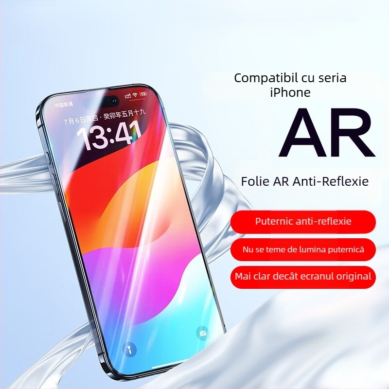 phiyoo Protecție din sticlă temperată pentru ecranul frontal pentru iPhone 13/14/16 Pro Max și iPhone 15 AR – ecran complet, anti-reflexie, anti-amprente, antibacterian, anti-praf, rezistent la căderi