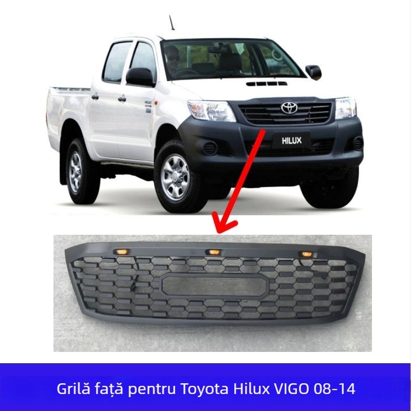 Grilă radiator cu plasă pentru Toyota Hilux Vigo, 05-14, ABS plastic, DUKE4WD