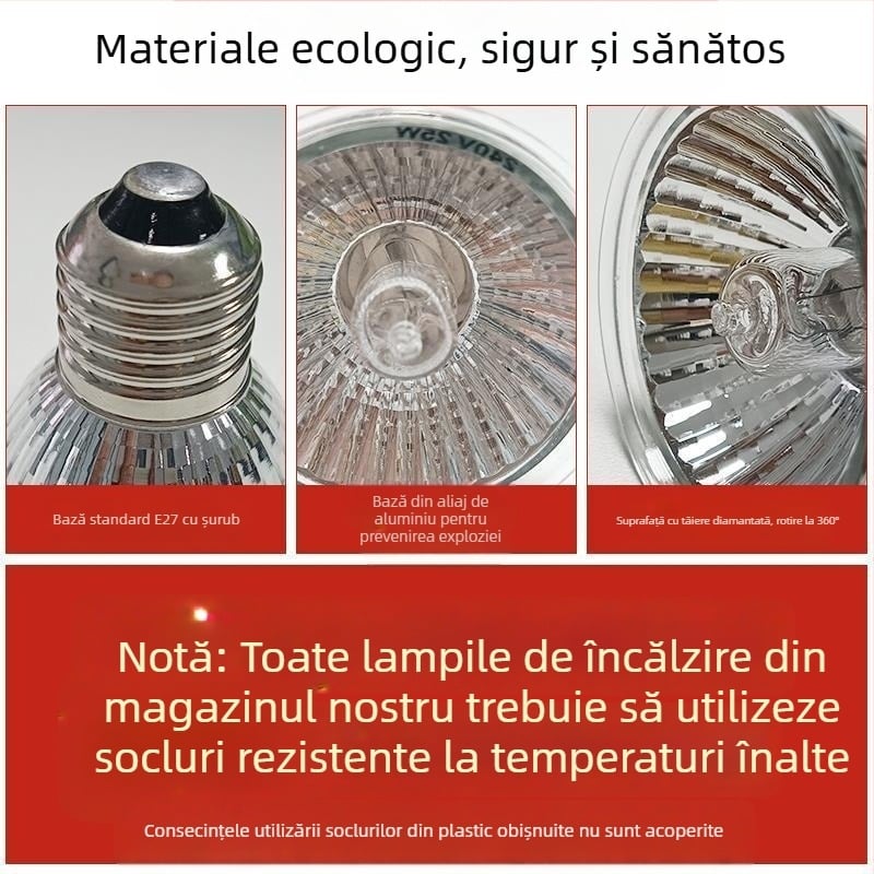 Lampă de încălzire cu termostat pentru creșterea păsărilor – pentru fazani, pui și papagali