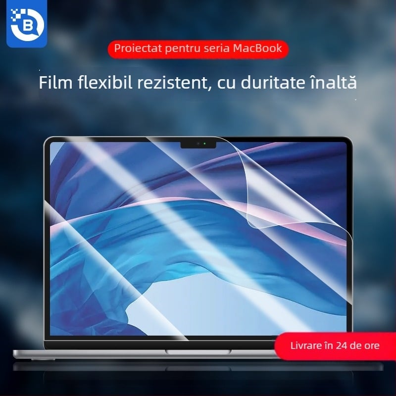 Folie de ecran pentru MacBook Pro/Air, film flexibil temperat, HD anti-zgârieturi, adeziv complet de atașare