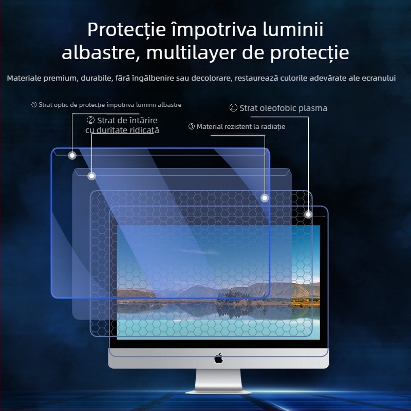 Protecție ecran pentru iMac all-in-one, anti-lumină albastră, montaj suspendat, silicon, 200 g