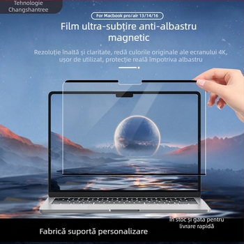 Protecție Ecran MacBook Pro cu Atașare Magnetică, Anti-Blue Light, Acoperire PET, Procesare OEM, Lansare 2024
