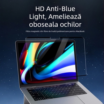 Protecție Ecran MacBook Pro cu Atașare Magnetică, Anti-Blue Light, Acoperire PET, Procesare OEM, Lansare 2024