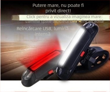 Yating USB reîncărcabilă lumină spate pentru bicicletă, pentru biciclete de munte, cu LED avertizor