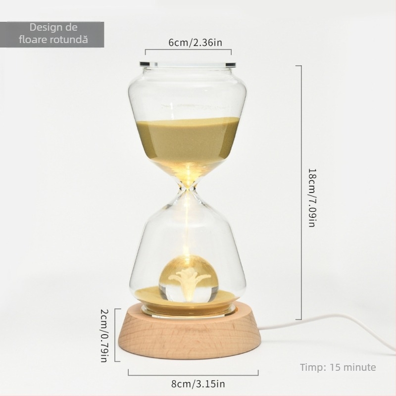 Clepsidră animală – 15 minute, model 3D, sticlă borosilicată suflată, lampă de noapte luminoasă pentru decorul casei