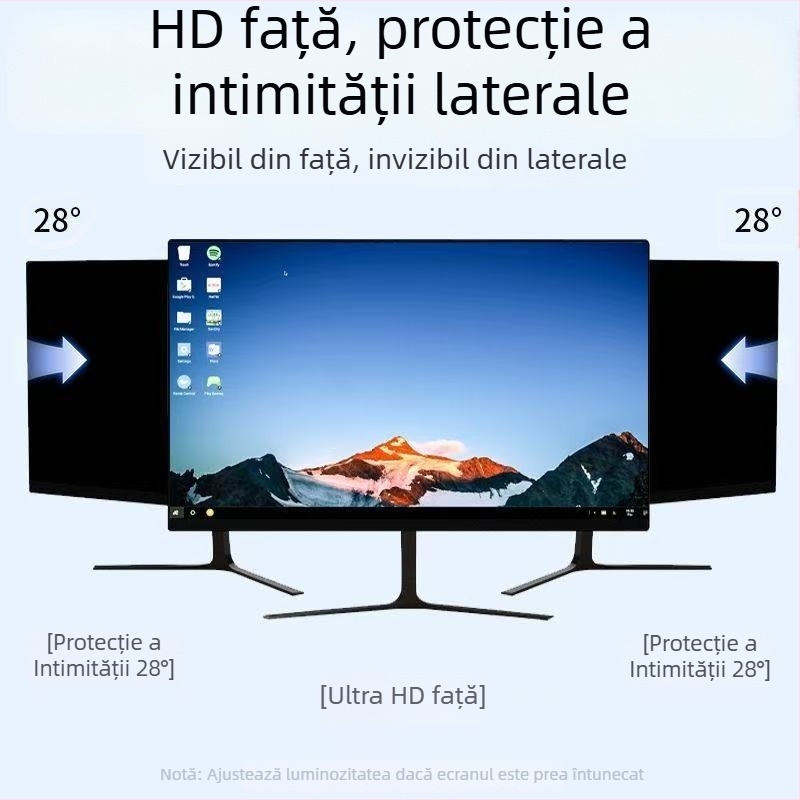 Protecție a ecranului pentru confidențialitate pentru laptopuri și desktopuri – Anti-Spy, Anti-lumină albastră, strat PET, Compatibil cu Apple, Lenovo, HP, Huawei, Acer, LG