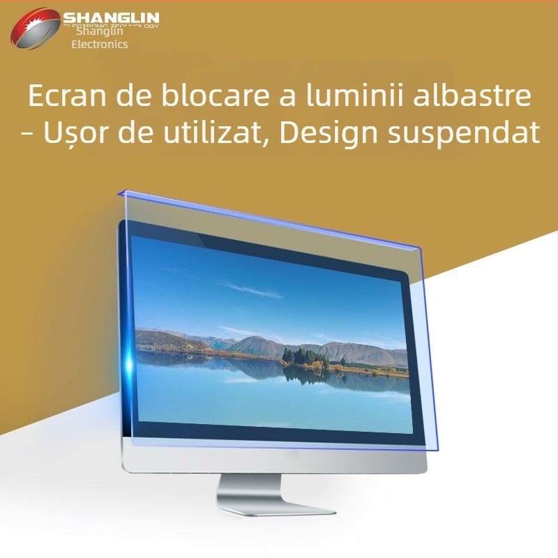 Protecție din acrilic anti-lumină albastră pentru ecranul calculatorului, suspendabil, fără montaj, folie de protecție pentru ochi
