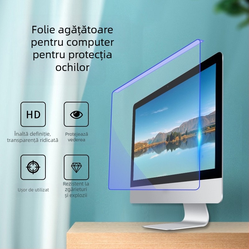 Protecție din acrilic anti-lumină albastră pentru ecranul calculatorului, suspendabil, fără montaj, folie de protecție pentru ochi