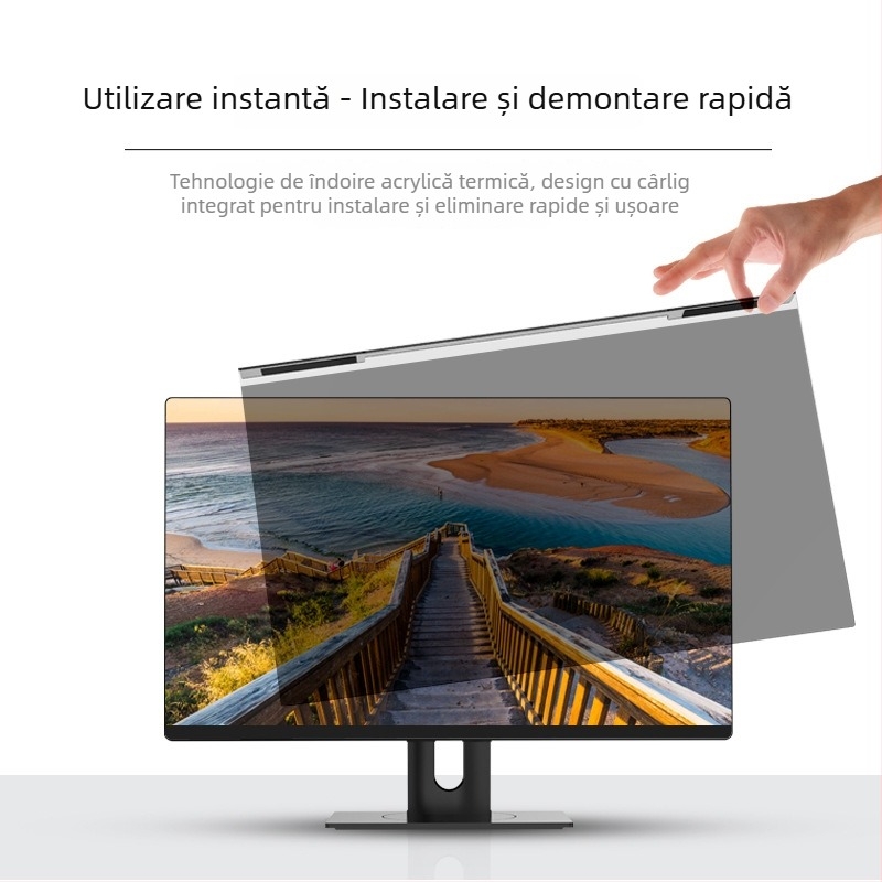 Panel de confidențialitate suspendat pentru monitoare; film de protecție împotriva luminii albastre; material silicon-PET; proces de acoperire; potrivit pentru monitoare desktop și laptop