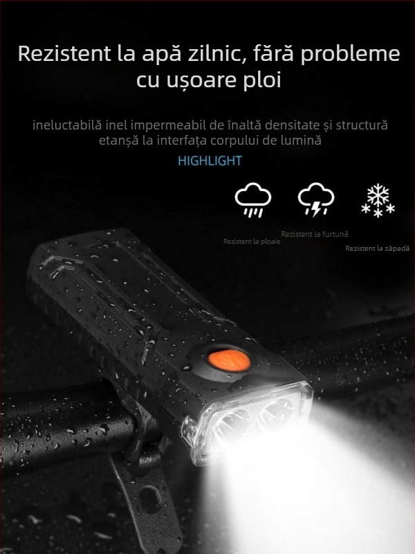 Lumină frontală pentru bicicletă – impermeabilă, puternică, potrivită pentru biciclete montane și de drum, Sky Leopard