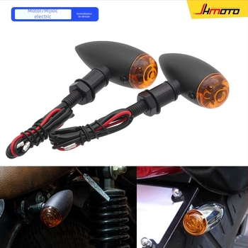 Semnal de direcție pentru motocicletă, formă glonț, model JH-8, metal, bec, 12 V, pentru toate motocicletele