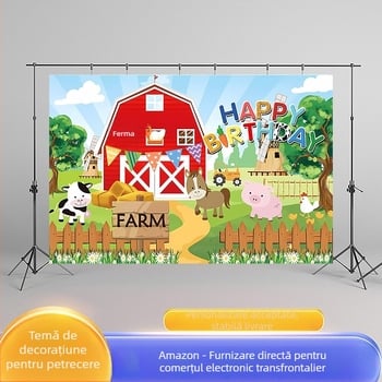 Xiwen Fundal vinil – fond pentru fotografie de produs, temă fermă cu animale, recuzită foto pentru copii la ziua de naștere, greutate 0.25 kg