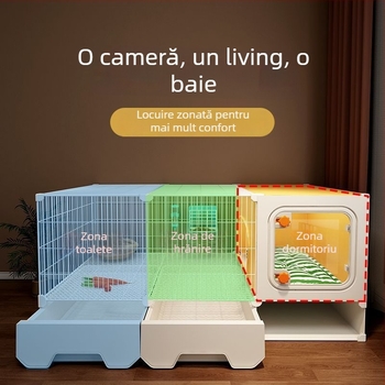 Cușcă din plastic pentru iepuri, cu toaletă, pentru uz interior, potrivită pentru iepuri și porcușori de Guineea
